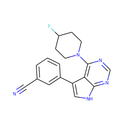 N#Cc1cccc(-c2c[nH]c3ncnc(N4CCC(F)CC4)c23)c1 ZINC000210758941