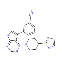 N#Cc1cccc(-c2c[nH]c3ncnc(N4CCC(c5ncc[nH]5)CC4)c23)c1 ZINC000210755880