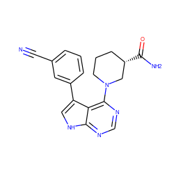 N#Cc1cccc(-c2c[nH]c3ncnc(N4CCC[C@H](C(N)=O)C4)c23)c1 ZINC000224894717