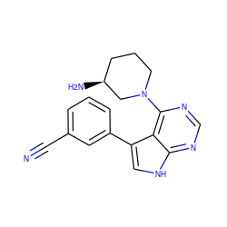 N#Cc1cccc(-c2c[nH]c3ncnc(N4CCC[C@H](N)C4)c23)c1 ZINC000224888264