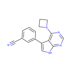 N#Cc1cccc(-c2c[nH]c3ncnc(N4CCC4)c23)c1 ZINC000299868458