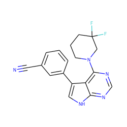 N#Cc1cccc(-c2c[nH]c3ncnc(N4CCCC(F)(F)C4)c23)c1 ZINC000224886707