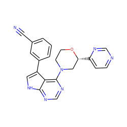 N#Cc1cccc(-c2c[nH]c3ncnc(N4CCO[C@H](c5ccncn5)C4)c23)c1 ZINC000224862244