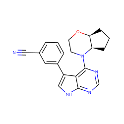 N#Cc1cccc(-c2c[nH]c3ncnc(N4CCO[C@H]5CCC[C@H]54)c23)c1 ZINC000224877465