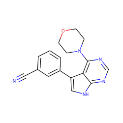 N#Cc1cccc(-c2c[nH]c3ncnc(N4CCOCC4)c23)c1 ZINC000210747484