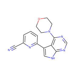 N#Cc1cccc(-c2c[nH]c3ncnc(N4CCOCC4)c23)n1 ZINC000210747443