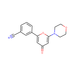 N#Cc1cccc(-c2cc(=O)cc(N3CCOCC3)o2)c1 ZINC000101075405