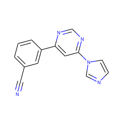 N#Cc1cccc(-c2cc(-n3ccnc3)ncn2)c1 ZINC000004239474