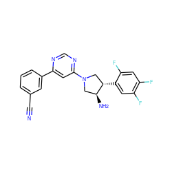 N#Cc1cccc(-c2cc(N3C[C@H](c4cc(F)c(F)cc4F)[C@@H](N)C3)ncn2)c1 ZINC000028823833