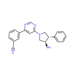 N#Cc1cccc(-c2cc(N3C[C@H](c4ccccc4)[C@@H](N)C3)ncn2)c1 ZINC000028823815