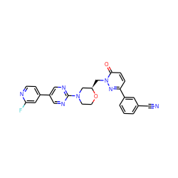 N#Cc1cccc(-c2ccc(=O)n(C[C@@H]3CN(c4ncc(-c5ccnc(F)c5)cn4)CCO3)n2)c1 ZINC000299819062