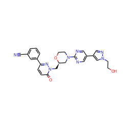 N#Cc1cccc(-c2ccc(=O)n(C[C@@H]3CN(c4ncc(-c5cnn(CCO)c5)cn4)CCO3)n2)c1 ZINC000205742457