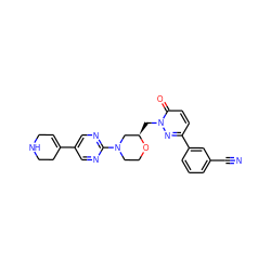 N#Cc1cccc(-c2ccc(=O)n(C[C@@H]3CN(c4ncc(C5=CCNCC5)cn4)CCO3)n2)c1 ZINC000205742482