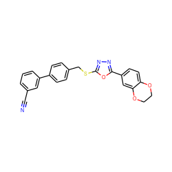 N#Cc1cccc(-c2ccc(CSc3nnc(-c4ccc5c(c4)OCCO5)o3)cc2)c1 ZINC000096271048