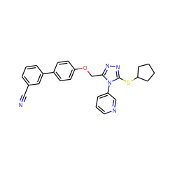 N#Cc1cccc(-c2ccc(OCc3nnc(SC4CCCC4)n3-c3cccnc3)cc2)c1 ZINC000095596528