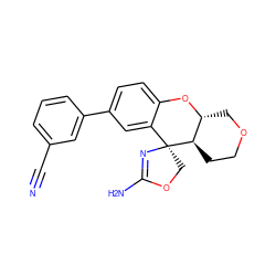 N#Cc1cccc(-c2ccc3c(c2)[C@@]2(COC(N)=N2)[C@@H]2CCOC[C@H]2O3)c1 ZINC000145536934