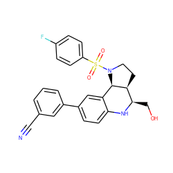 N#Cc1cccc(-c2ccc3c(c2)[C@@H]2[C@@H](CCN2S(=O)(=O)c2ccc(F)cc2)[C@@H](CO)N3)c1 ZINC000095599859