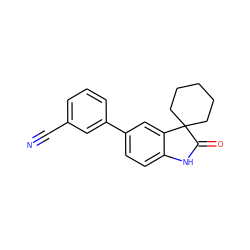 N#Cc1cccc(-c2ccc3c(c2)C2(CCCCC2)C(=O)N3)c1 ZINC000000026401