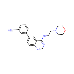 N#Cc1cccc(-c2ccc3ncnc(NCCN4CCOCC4)c3c2)c1 ZINC000033362339