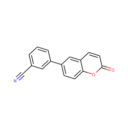 N#Cc1cccc(-c2ccc3oc(=O)ccc3c2)c1 ZINC000072128583