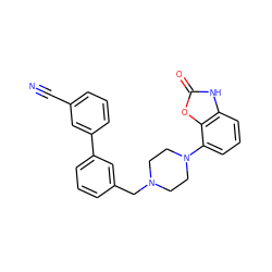 N#Cc1cccc(-c2cccc(CN3CCN(c4cccc5[nH]c(=O)oc45)CC3)c2)c1 ZINC000026470065