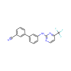 N#Cc1cccc(-c2cccc(Nc3nccc(C(F)(F)F)n3)c2)c1 ZINC001772610053