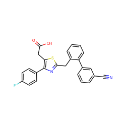 N#Cc1cccc(-c2ccccc2Cc2nc(-c3ccc(F)cc3)c(CC(=O)O)s2)c1 ZINC000045390245