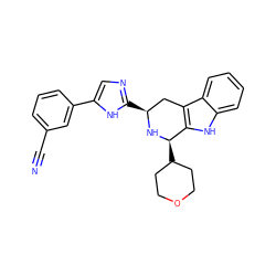 N#Cc1cccc(-c2cnc([C@H]3Cc4c([nH]c5ccccc45)[C@@H](C4CCOCC4)N3)[nH]2)c1 ZINC000653739015