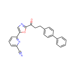 N#Cc1cccc(-c2cnc(C(=O)CCc3ccc(-c4ccccc4)cc3)o2)n1 ZINC000029136244