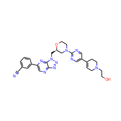 N#Cc1cccc(-c2cnc3nnn(C[C@@H]4CN(c5ncc(C6=CCN(CCO)CC6)cn5)CCO4)c3n2)c1 ZINC001772625649