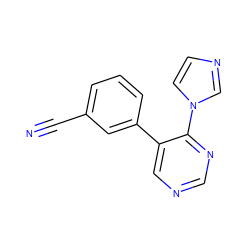 N#Cc1cccc(-c2cncnc2-n2ccnc2)c1 ZINC000004239451