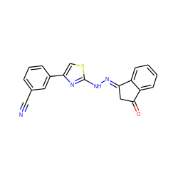 N#Cc1cccc(-c2csc(N/N=C3\CC(=O)c4ccccc43)n2)c1 ZINC001772651007