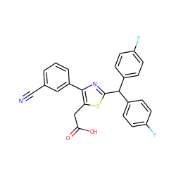 N#Cc1cccc(-c2nc(C(c3ccc(F)cc3)c3ccc(F)cc3)sc2CC(=O)O)c1 ZINC000045358235