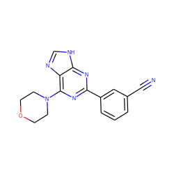 N#Cc1cccc(-c2nc(N3CCOCC3)c3nc[nH]c3n2)c1 ZINC000045364213