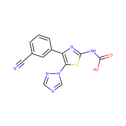 N#Cc1cccc(-c2nc(NC(=O)O)sc2-n2cncn2)c1 ZINC000028523204