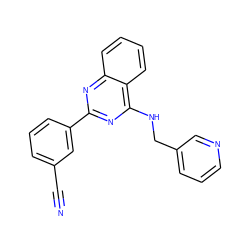 N#Cc1cccc(-c2nc(NCc3cccnc3)c3ccccc3n2)c1 ZINC000004258419