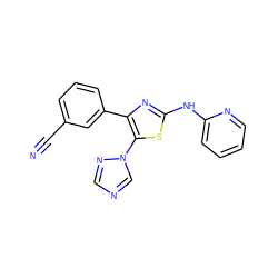 N#Cc1cccc(-c2nc(Nc3ccccn3)sc2-n2cncn2)c1 ZINC000028523114