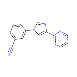 N#Cc1cccc(-n2cnc(-c3ccccn3)c2)c1 ZINC000013582329