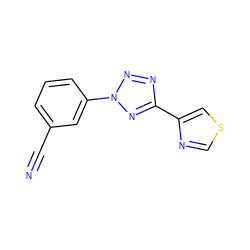 N#Cc1cccc(-n2nnc(-c3cscn3)n2)c1 ZINC000028371024