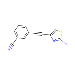 N#Cc1cccc(C#Cc2csc(I)n2)c1 ZINC000066066179