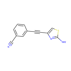 N#Cc1cccc(C#Cc2csc(N)n2)c1 ZINC000066104347