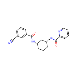 N#Cc1cccc(C(=O)N[C@H]2CCC[C@@H](NC(=O)c3ccccn3)C2)c1 ZINC000095587693