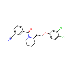 N#Cc1cccc(C(=O)N2CCCC[C@@H]2CCOc2ccc(Cl)c(Cl)c2)c1 ZINC000072120005