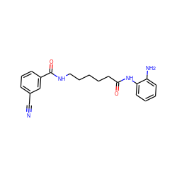 N#Cc1cccc(C(=O)NCCCCCC(=O)Nc2ccccc2N)c1 ZINC000117588940