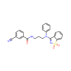 N#Cc1cccc(C(=O)NCCCN(C2=NS(=O)(=O)c3ccccc32)c2ccccc2)c1 ZINC000064559357