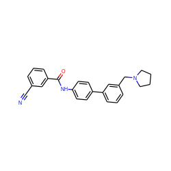 N#Cc1cccc(C(=O)Nc2ccc(-c3cccc(CN4CCCC4)c3)cc2)c1 ZINC000045231004