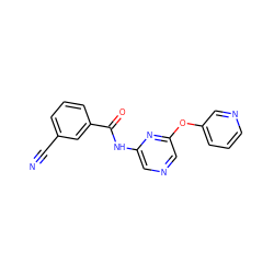 N#Cc1cccc(C(=O)Nc2cncc(Oc3cccnc3)n2)c1 ZINC000096175615