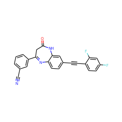 N#Cc1cccc(C2=Nc3ccc(C#Cc4ccc(F)cc4F)cc3NC(=O)C2)c1 ZINC000101155490