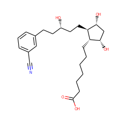 N#Cc1cccc(CC[C@H](O)CC[C@H]2[C@H](O)C[C@H](O)[C@@H]2CCCCCCC(=O)O)c1 ZINC000029320369