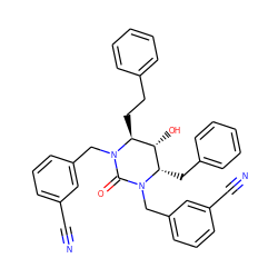 N#Cc1cccc(CN2C(=O)N(Cc3cccc(C#N)c3)[C@@H](Cc3ccccc3)[C@@H](O)[C@@H]2CCc2ccccc2)c1 ZINC000014943290